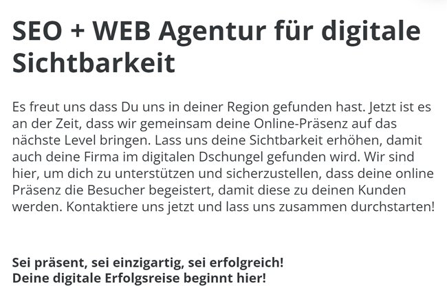 SEO Webagentur in  Zürich, Wädenswil, Wetzikon und Dietikon